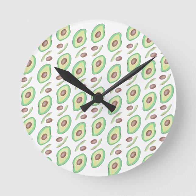 Horloge Ronde Motif à main de fruits à l'Avocado Pits Slices (Recto)