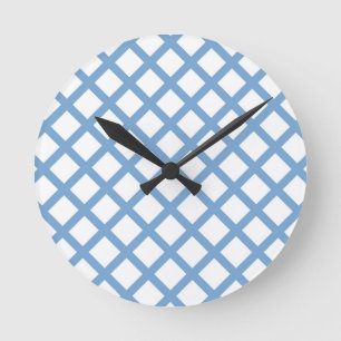 Horloge Ronde Motif à rayures diamantées Harlequin bleu blanc