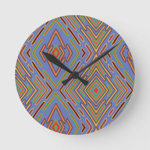 Horloge Ronde Motif abstrait bleu de circuits futuristes