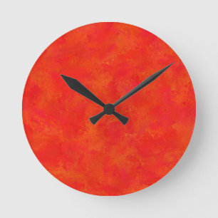 Horloge Ronde Motif Abstrait Orange Rouge