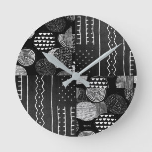 Horloge Ronde Motif africain contemporain