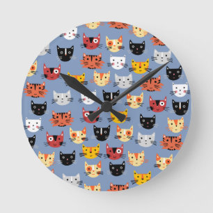 Horloge Ronde Motif amusant pour plusieurs chats