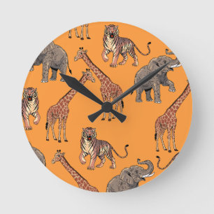 Horloge Ronde Motif Animal Africain