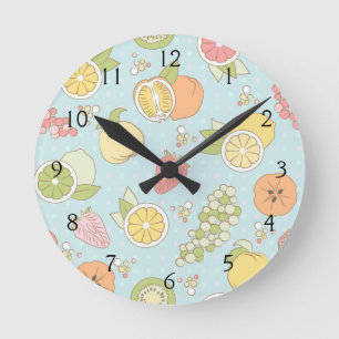 Horloge Ronde Motif avec des fruits et des baies