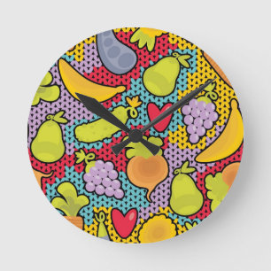 Horloge Ronde Motif avec des fruits et légumes