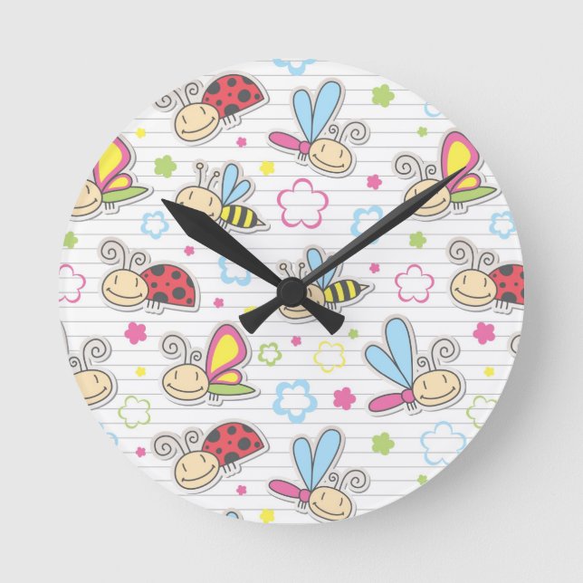 Horloge Ronde motif avec des insectes (Recto)