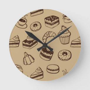 Horloge Ronde Motif Avec Gâteaux, Desserts Et Boulangerie