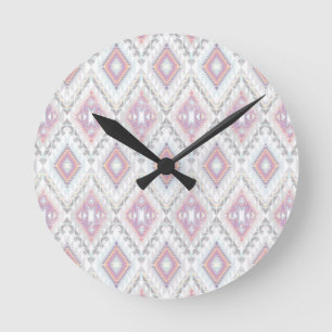 Horloge Ronde Motif aztèque géométrique abstrait