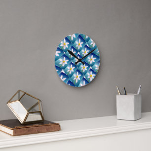 Horloge Ronde Motif blanc Narcissus