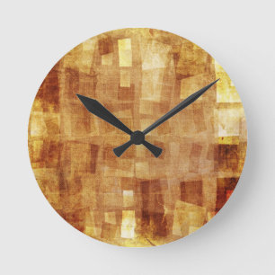 Horloge Ronde motif carré Abstrait sur toile d'art.