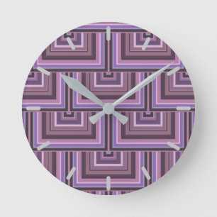 Horloge Ronde Motif carré rayures