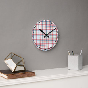 Horloge Ronde Motif carreaux classique