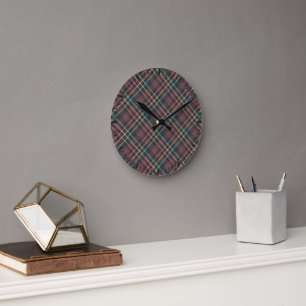Horloge Ronde Motif carreaux classique