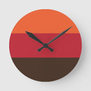Horloge Ronde motif couleur Vintage les années 70 rétro 3 bandes