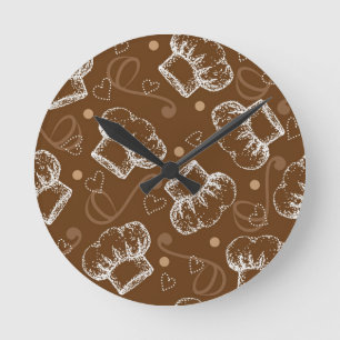 Horloge Ronde motif cuisine avec chef casquette