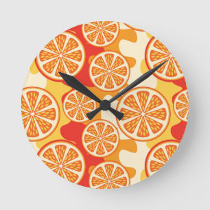 Horloge Ronde Motif d'agrumes oranges rétro