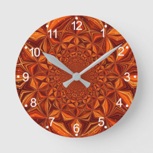 Horloge Ronde Motif d'art numérique kaléidoscope rouge-67546
