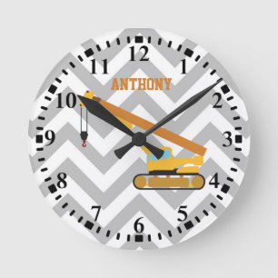 Horloge Ronde Motif de camion de construction de grue personnali