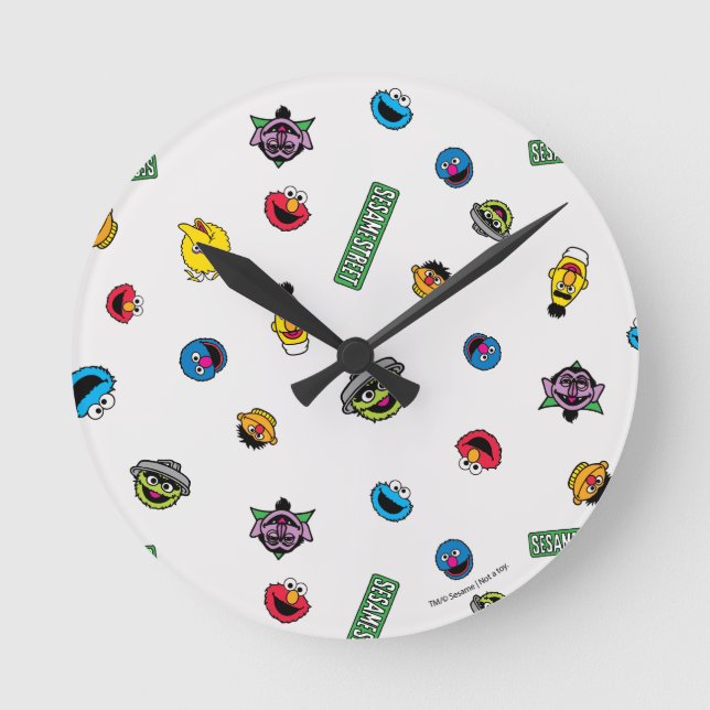 Horloge Ronde Motif de caractères de rue Sésame (Recto)