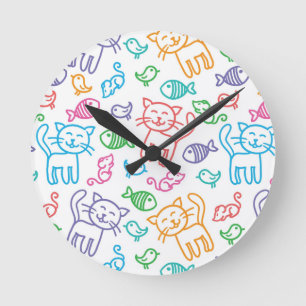 Horloge Ronde motif de chat