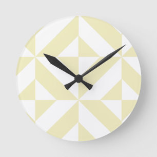 Horloge Ronde Motif de cube géométrique or pâle