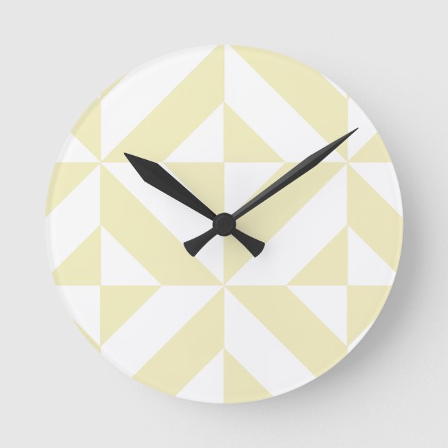 Horloge Ronde Motif de cube géométrique or pâle (Recto)