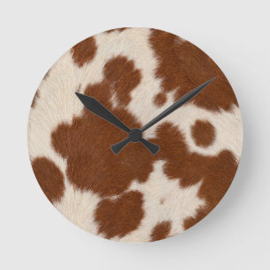 Horloge Ronde Motif de cuir de veau réaliste