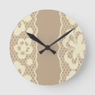 Horloge Ronde Motif de dentelle, cru 7 de fleur