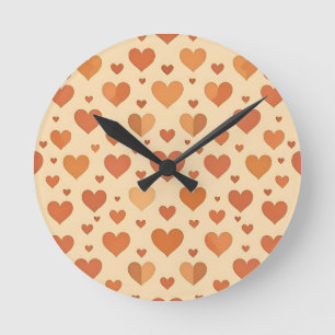 Horloge Ronde Motif de dispersion de cœurs en terre cuite
