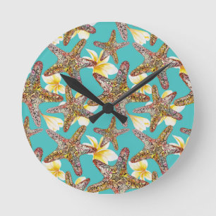 Horloge Ronde Motif de fantaisie d'étoiles de mer
