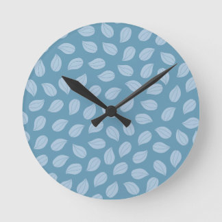 Horloge Ronde Motif de feuille bleue douce sans couture