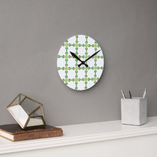 Horloge Ronde Motif de feuille, motif de feuilles, feuilles vert