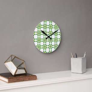 Horloge Ronde Motif de feuille, motif de feuilles, feuilles vert