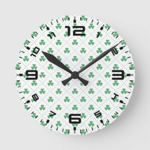 Horloge Ronde Motif de feuilles de trèfle Saint-Patrick-53224