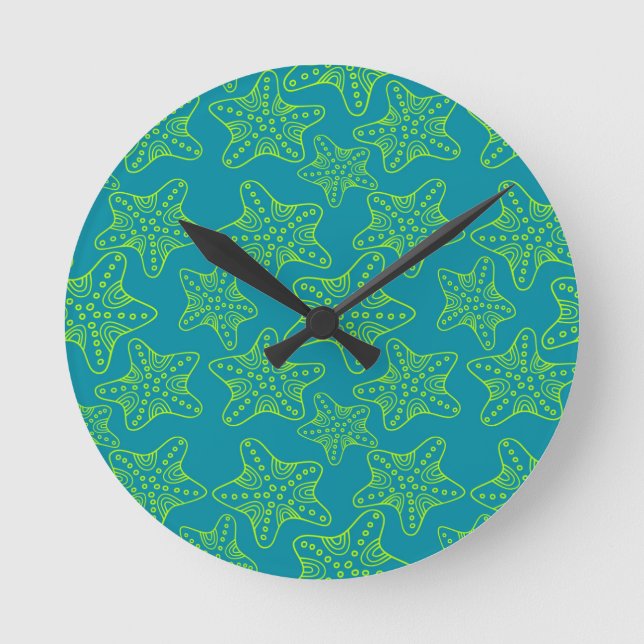 Horloge Ronde Motif de foule d'étoiles de mer (Recto)