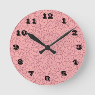 Horloge Ronde Motif de Kawaii avec les gâteaux mignons