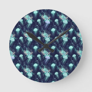Horloge Ronde Motif de méduse sous-marine