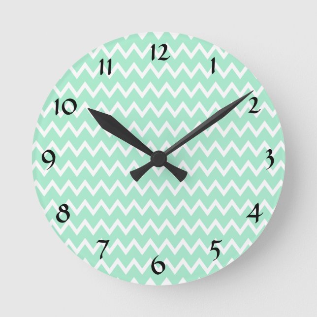 Horloge Ronde Motif de menthe vert et blanc (Recto)