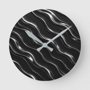 Horloge Ronde Motif de mouvement chrome liquide   Mode féminine 