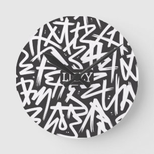 Horloge Ronde Motif de nom de graffiti personnalisé — Urbain sur