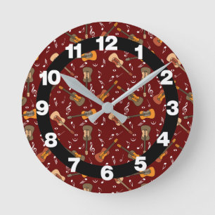 Horloge Ronde Motif de notes de musique de guitare