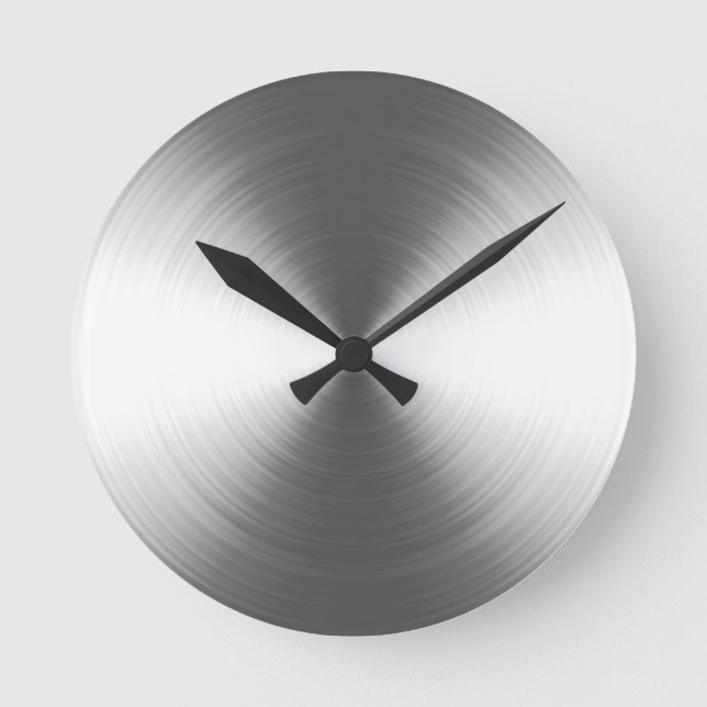 Horloge Ronde Motif de rayonnement argenté contemporain (Recto)