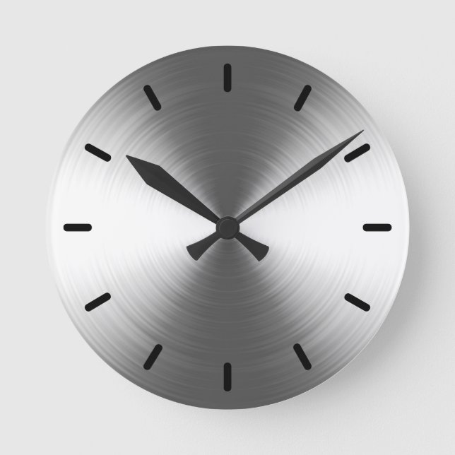 Horloge Ronde Motif de rayonnement argenté contemporain (Recto)