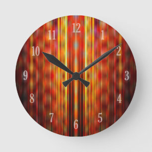 Horloge Ronde Motif de rayures jaunes