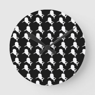 Horloge Ronde Motif de requin-baleine noire et blanche Ombre