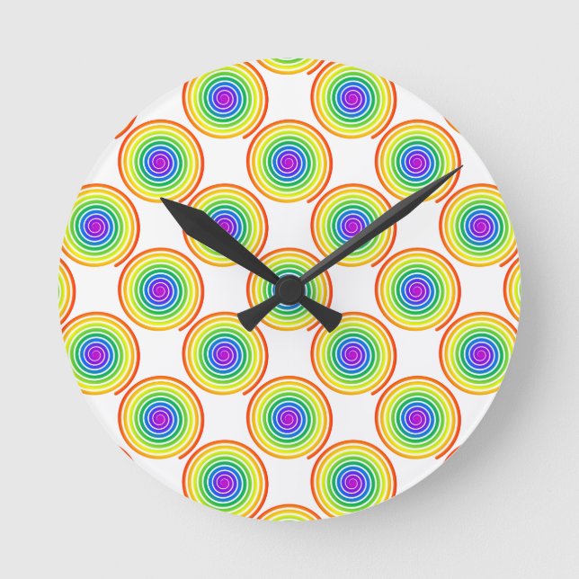Horloge Ronde Motif de spirale arc-en-ciel (Recto)
