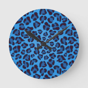 Horloge Ronde motif de texture de léopard bleu