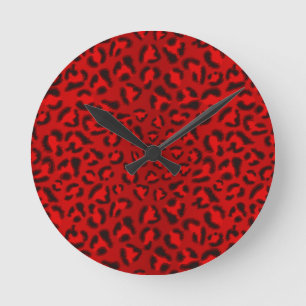 Horloge Ronde motif de texture léopard rose.
