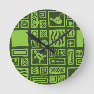 Horloge Ronde Motif de Tiki