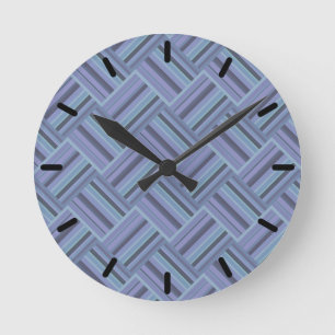 Horloge Ronde Motif de tissage en diagonale gris bleu